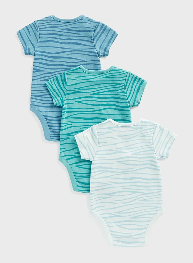 mothercare Infant 3 Pack Striped Bodysuit