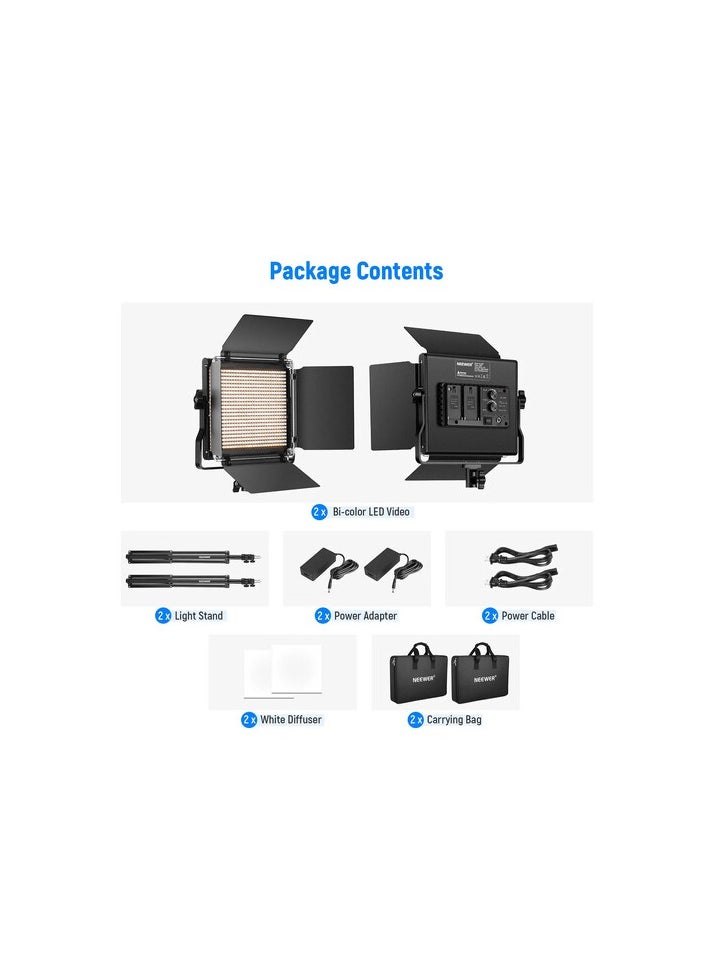 Neewer - NEEWER 2 PACK BI-COLOR 660 LED VIDEO LIGHT WITH STAND KIT - Image 1
