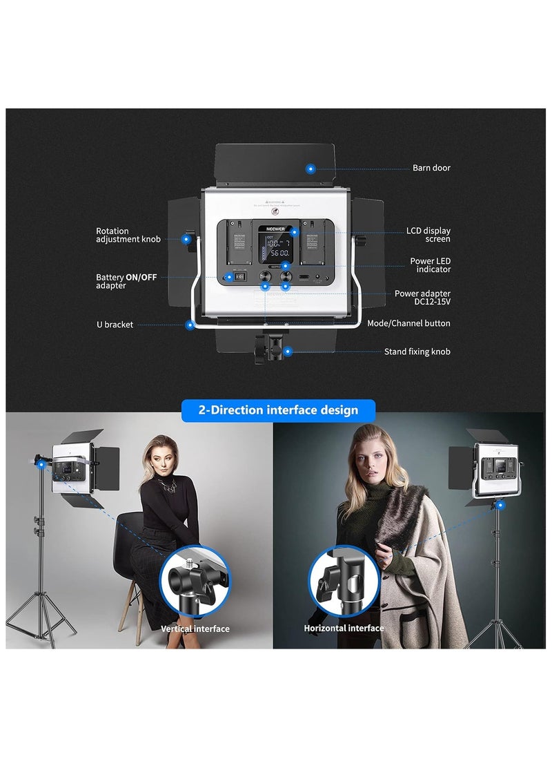 Neewer - NEEWER 2 PACK BI-COLOR 660 LED VIDEO LIGHT WITH STAND KIT - Image 1