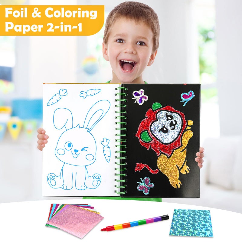FUNNYB&G Foil Art Crafts for Kids Ages 4-8: Easter Basket Stuffers for Kids 2026, Easter Gifts for Kids, Crafts Supplies,Party Favors,Creative Toys for Kids 4 5 6 7 8 Years Old(Dinosaur Ainmal) - Image 2
