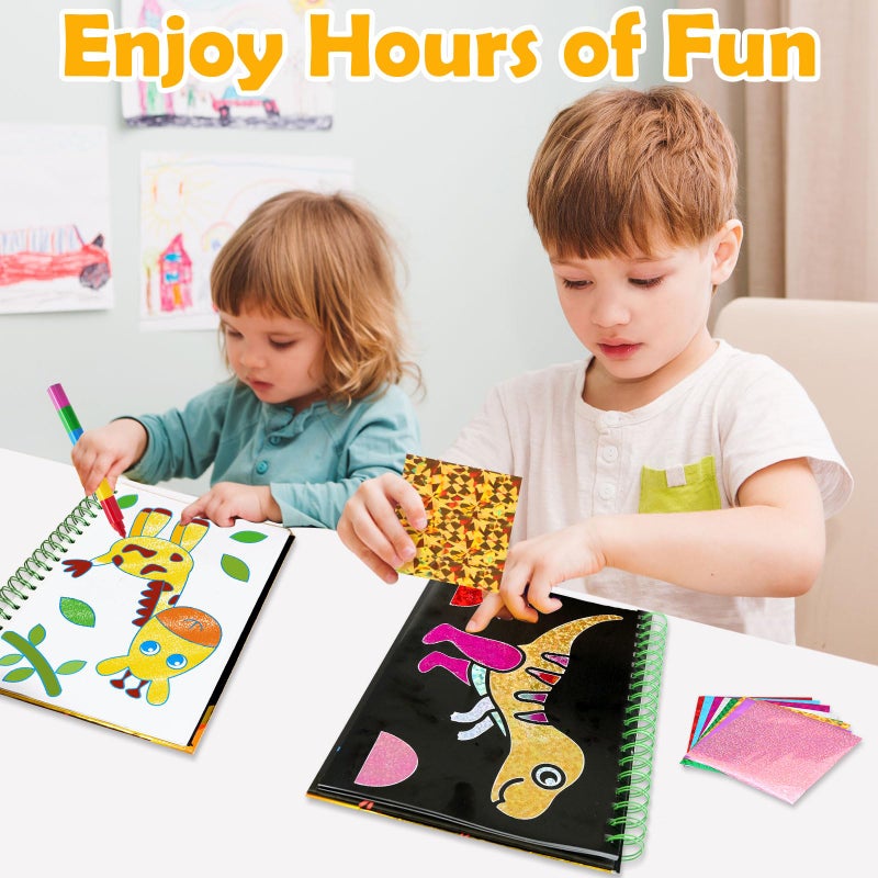 FUNNYB&G Foil Art Crafts for Kids Ages 4-8: Easter Basket Stuffers for Kids 2026, Easter Gifts for Kids, Crafts Supplies,Party Favors,Creative Toys for Kids 4 5 6 7 8 Years Old(Dinosaur Ainmal) - Image 5