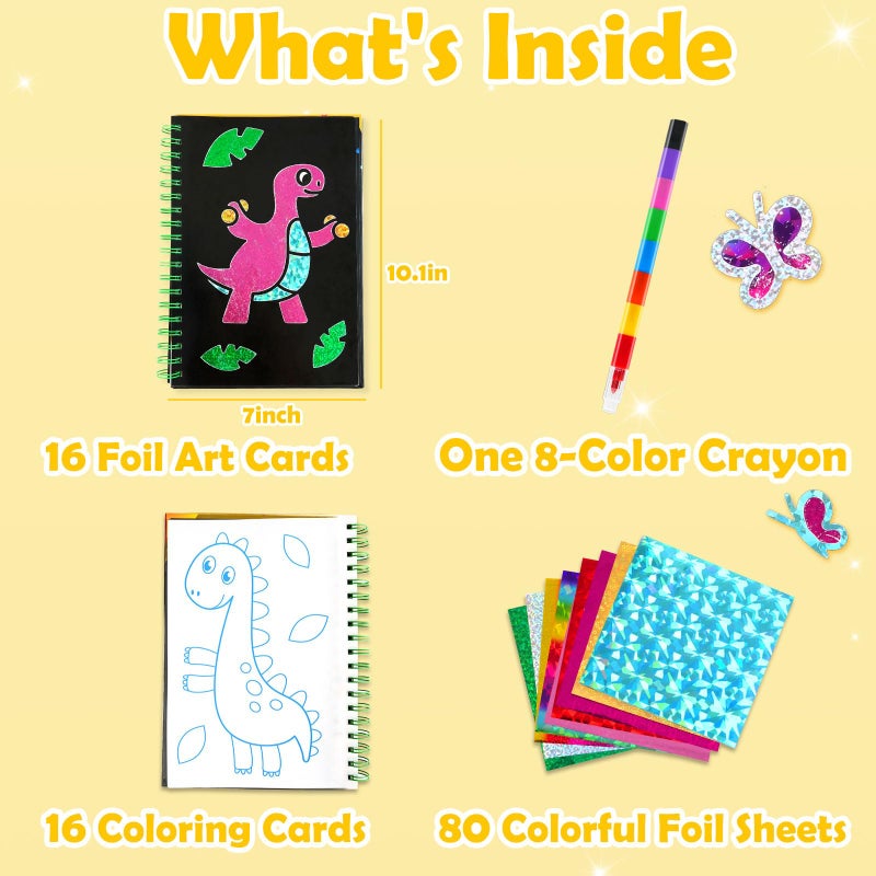 FUNNYB&G Foil Art Crafts for Kids Ages 4-8: Easter Basket Stuffers for Kids 2026, Easter Gifts for Kids, Crafts Supplies,Party Favors,Creative Toys for Kids 4 5 6 7 8 Years Old(Dinosaur Ainmal) - Image 3