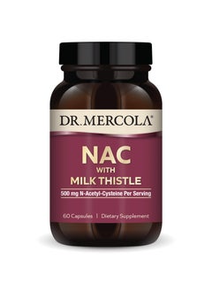 Dr. Mercola Nac with milk thistle 500 mg n-acetyl-cysteine per serving, 60 capsules | dietary supplement  - Image 1