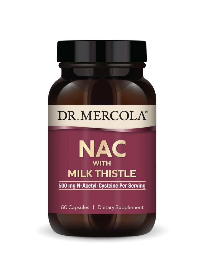 Dr. Mercola Nac with milk thistle 500 mg n-acetyl-cysteine per serving, 60 capsules | dietary supplement  - Image 1