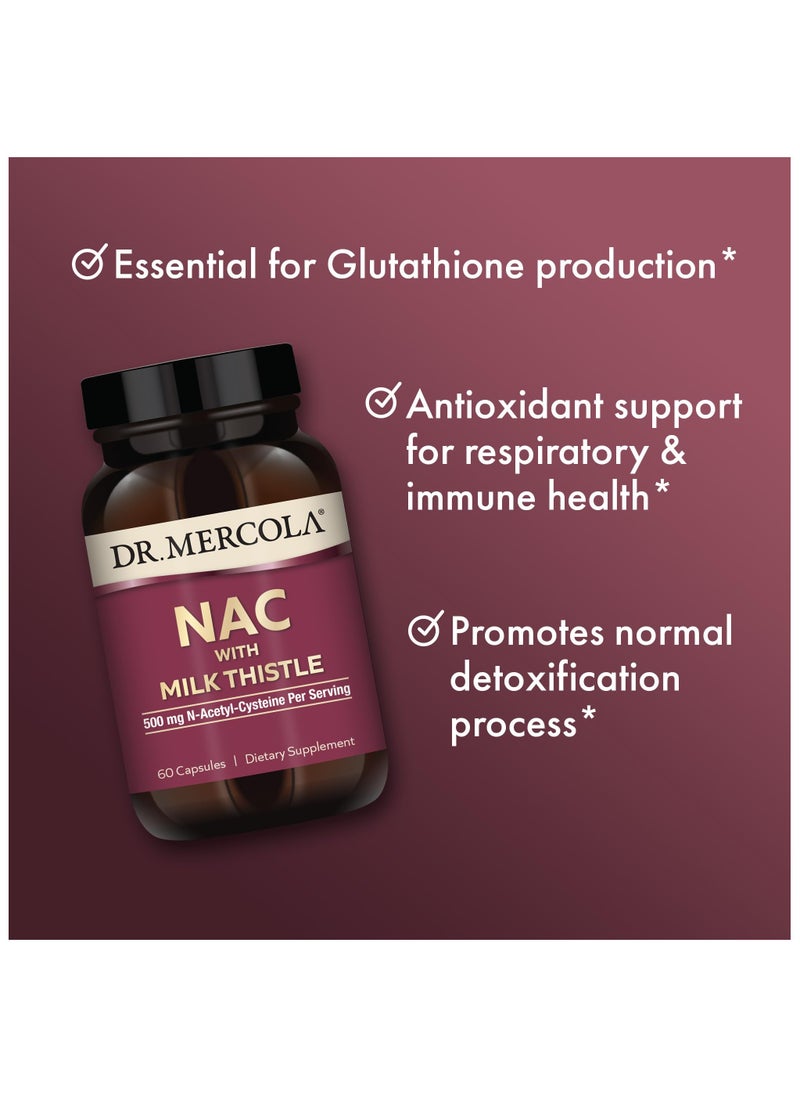 Dr. Mercola Nac with milk thistle 500 mg n-acetyl-cysteine per serving, 60 capsules | dietary supplement  - Image 4