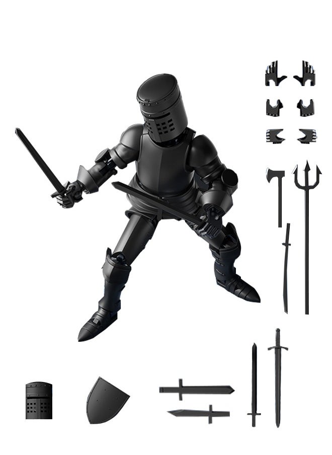 Fazza - Movable 3d Printed Doll Toys， Full Body Mechanical Movable Toy, Magnetic Toys,Comes with 14 PCS of Equipment, Table Decoration, for Kids/Friends (Black) - Image 1