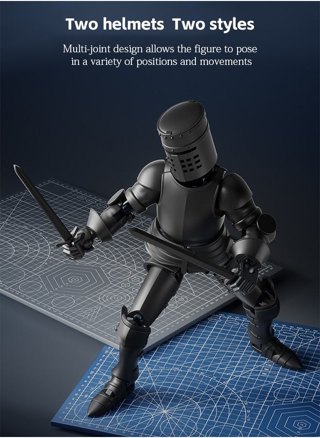 Fazza - Movable 3d Printed Doll Toys， Full Body Mechanical Movable Toy, Magnetic Toys,Comes with 14 PCS of Equipment, Table Decoration, for Kids/Friends (Black) - Image 1