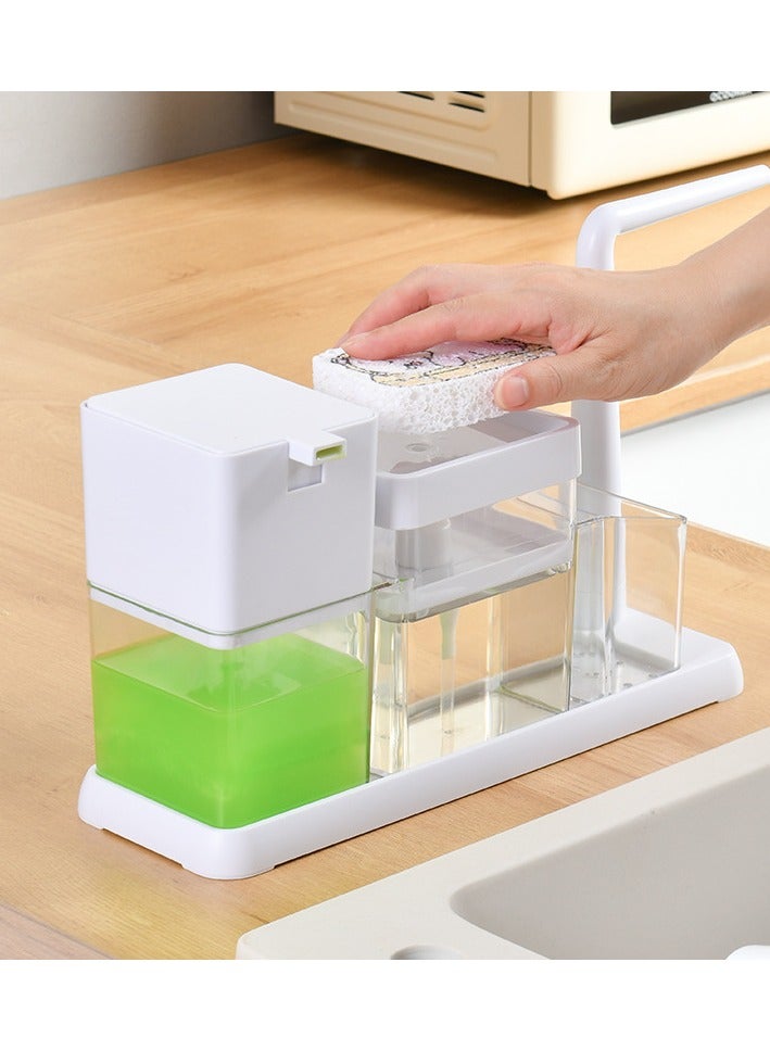 CityRiya-Long Kitchen Soap Dispenser, Kitchen Soap Pump and Sponge Caddy, 4 in 1 Kitchen Dish Soap Dispenser Set with Pump, Hand/Dish Soap Dispenser for Kitchen Sink, Bathroom, Washing Soap Dispenser  - Image 2