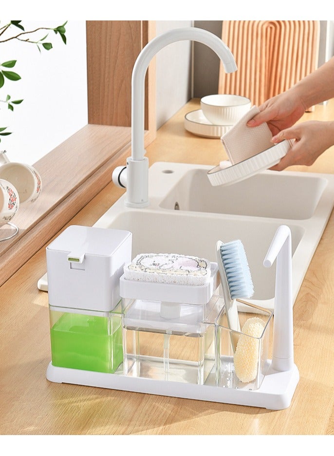 CityRiya-Long Kitchen Soap Dispenser, Kitchen Soap Pump and Sponge Caddy, 4 in 1 Kitchen Dish Soap Dispenser Set with Pump, Hand/Dish Soap Dispenser for Kitchen Sink, Bathroom, Washing Soap Dispenser  - Image 5
