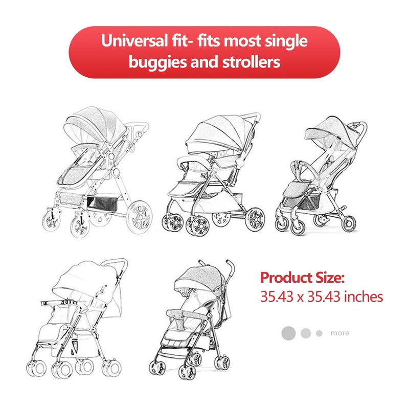 RESTCLOUD ظل الشمس لعربات الأطفال، ظل الشمس والنوم للأشعة فوق البنفسجية مناسب عالميًا لعربات الأطفال، غطاء عربات الأطفال المعتم، قابل للتنفس ويوقف 99% من أشعة الشمس (UPF50+)  - Image 2