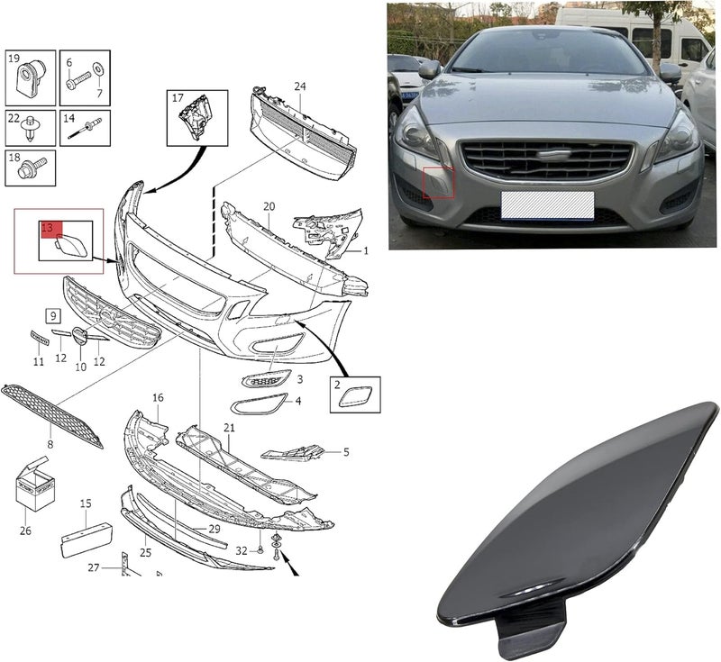 CNUPSM UPSM Tow Hook Eye Cap Cover for Volvo S60/V60 - Image 5