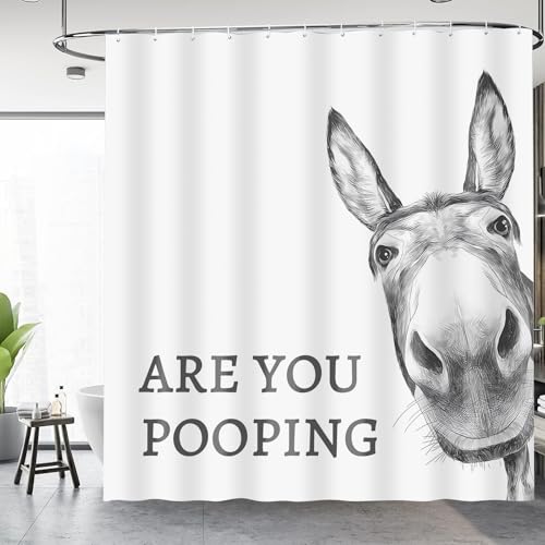 Mahrokh Funny Donkey Shower Curtain - Waterproof Fabric Shower Curtain Set for Bathroom Decor - are You Pooping Shower Curtain - Image 2