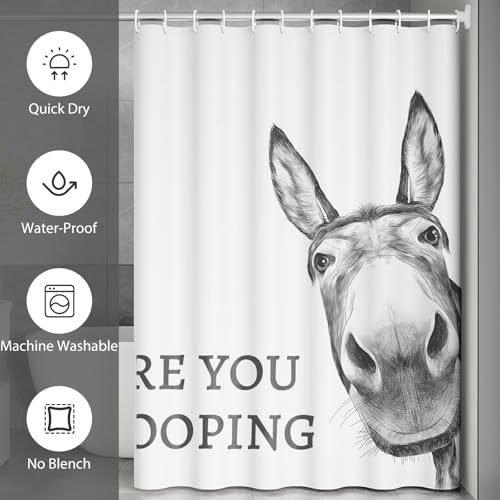 Mahrokh Funny Donkey Shower Curtain - Waterproof Fabric Shower Curtain Set for Bathroom Decor - are You Pooping Shower Curtain - Image 5