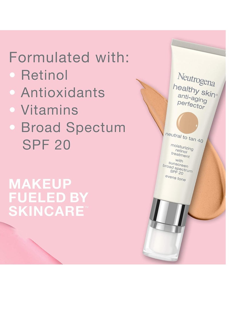 Neutrogena Healthy Skin Anti-Aging Perfector Tinted Facial Moisturizer and Retinol Treatment with Broad Spectrum SPF 20 Sunscreen with Titanium Dioxide, 10 Ivory to Fair, 1 fl. Oz Ivory to Fair 1Fluid Ounce - Image 3