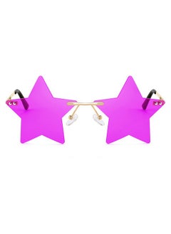 FEISEDY Rimless Star Shape Sunglasses Women Men Personality Pentagram Party Glasses Trendy Color Eyewear B2833  - Image 1