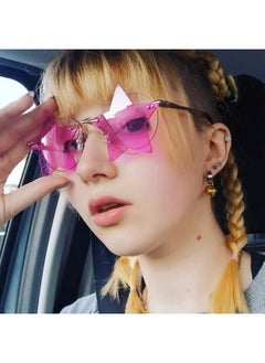 FEISEDY Rimless Star Shape Sunglasses Women Men Personality Pentagram Party Glasses Trendy Color Eyewear B2833  - Image 2