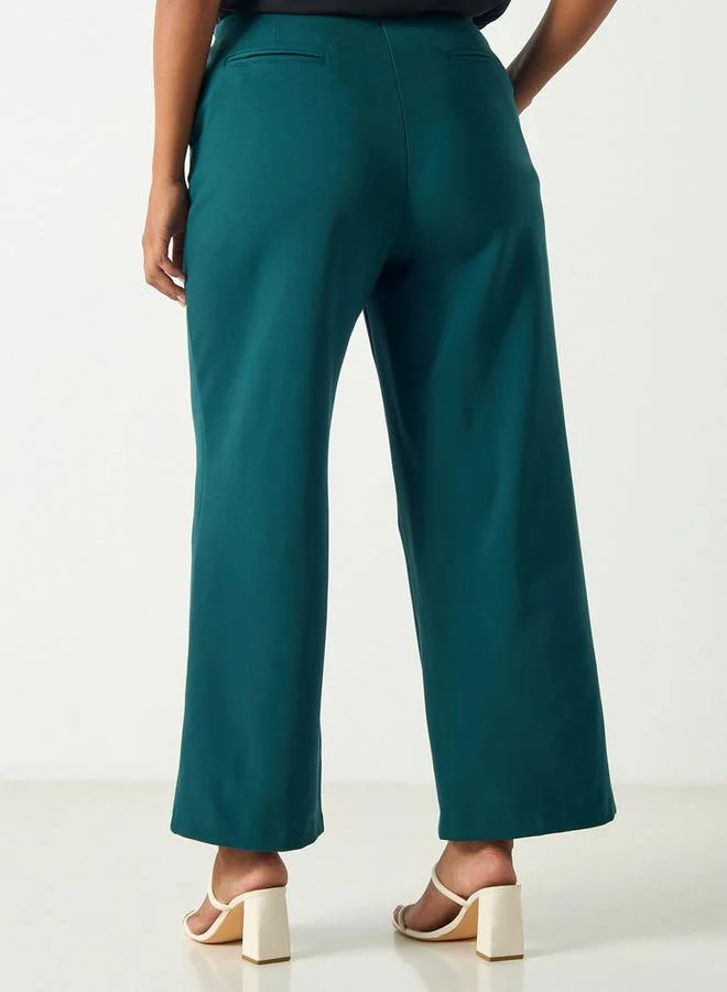 Ulla Popken Plus Size Ulla Popken Pants with Button Closure and Pockets