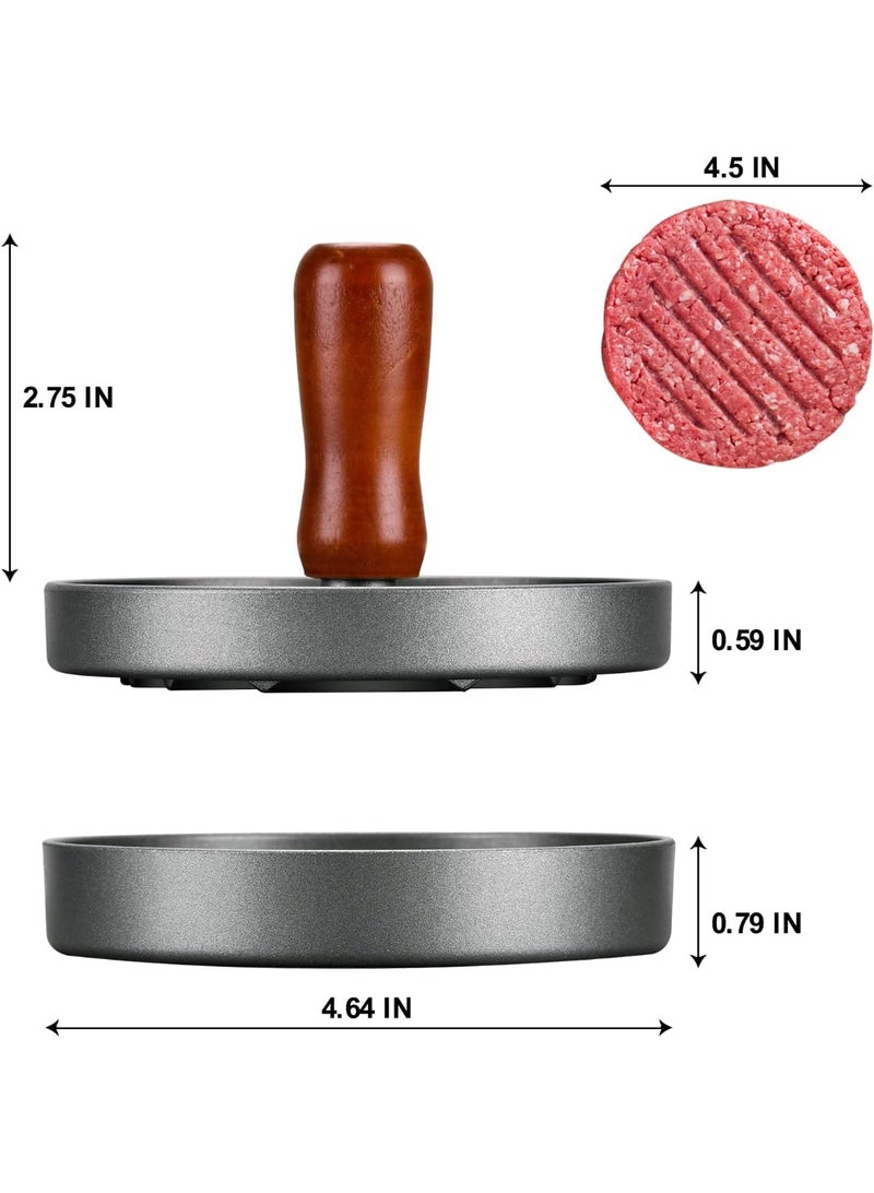 مكبس برجر من الألومنيوم، مكبس شواء ذو ​​حافة مسطحة مستديرة لبرجر مقرمش، أداة برجر لملحقات الشواية والصاج، لحفلات الشواء والحفلات الخلفية - Image 2