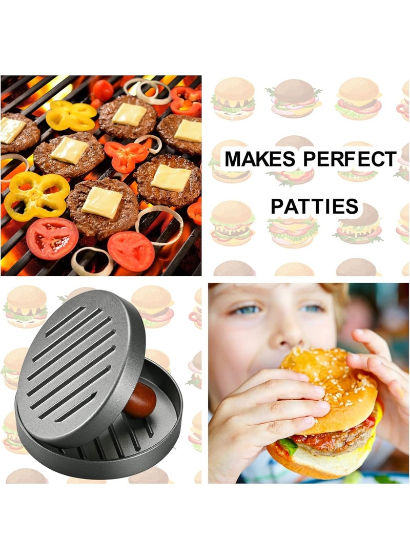 مكبس برجر من الألومنيوم، مكبس شواء ذو ​​حافة مسطحة مستديرة لبرجر مقرمش، أداة برجر لملحقات الشواية والصاج، لحفلات الشواء والحفلات الخلفية - Image 3