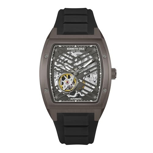 Kenneth Cole Automatic Grey Dial with Black Silicone Strap Watch for Men - Image 1