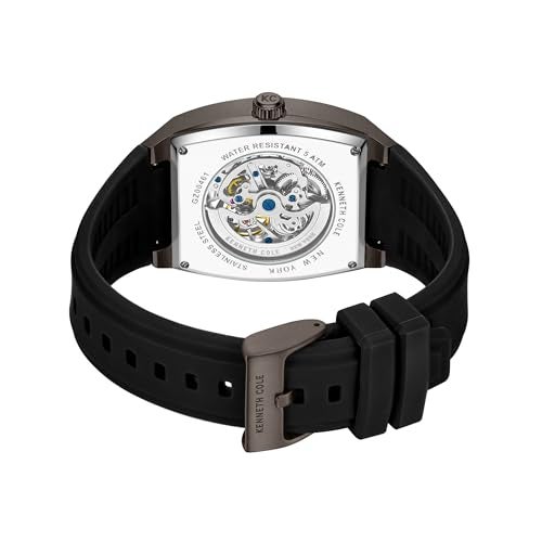 Kenneth Cole Automatic Grey Dial with Black Silicone Strap Watch for Men - Image 4