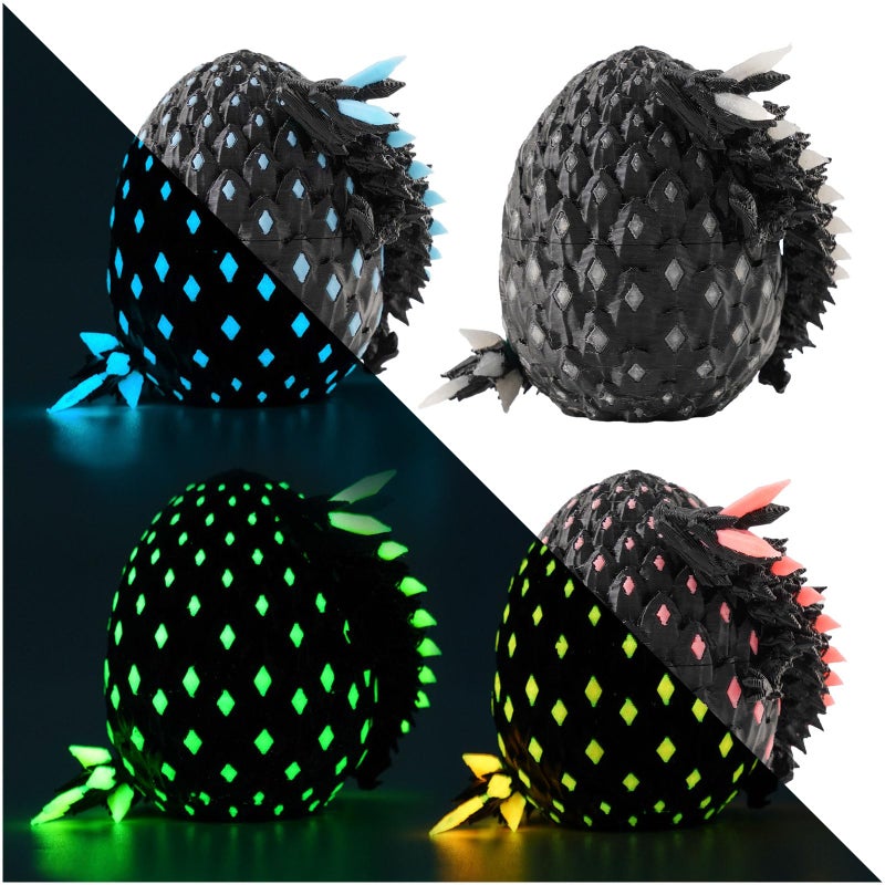 SYEFKJSA 4PCS 3D Printed Dragon Eggs with Dragon Inside Glow in The Dark Articulated Animals Fidget Toy for Adults Teens Boy Girls Gifts Easter Basket Stuffers - Image 3