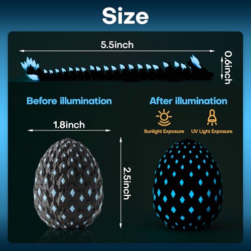 SYEFKJSA 4PCS 3D Printed Dragon Eggs with Dragon Inside Glow in The Dark Articulated Animals Fidget Toy for Adults Teens Boy Girls Gifts Easter Basket Stuffers - Image 5