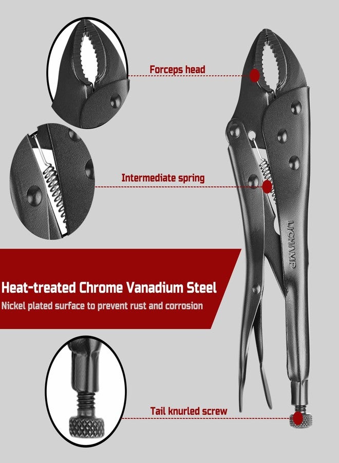 Lichamp مجموعة كماشة قفل ملزمة من Lichamp، 5 قطع، 10 9 7 6 5 بوصة، كماشة فك منحنية ومجموعة كماشة بمقبض فك منحني - Image 3