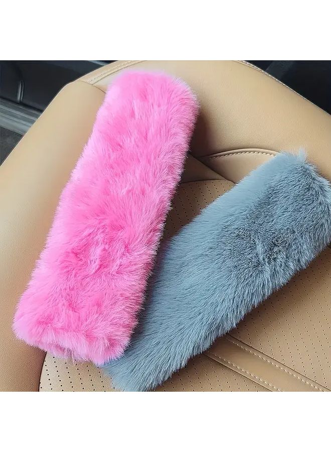 Plush Car Seat Belt Shoulder Pad Cover Non Slip Strap Protector Carmine - Image 2