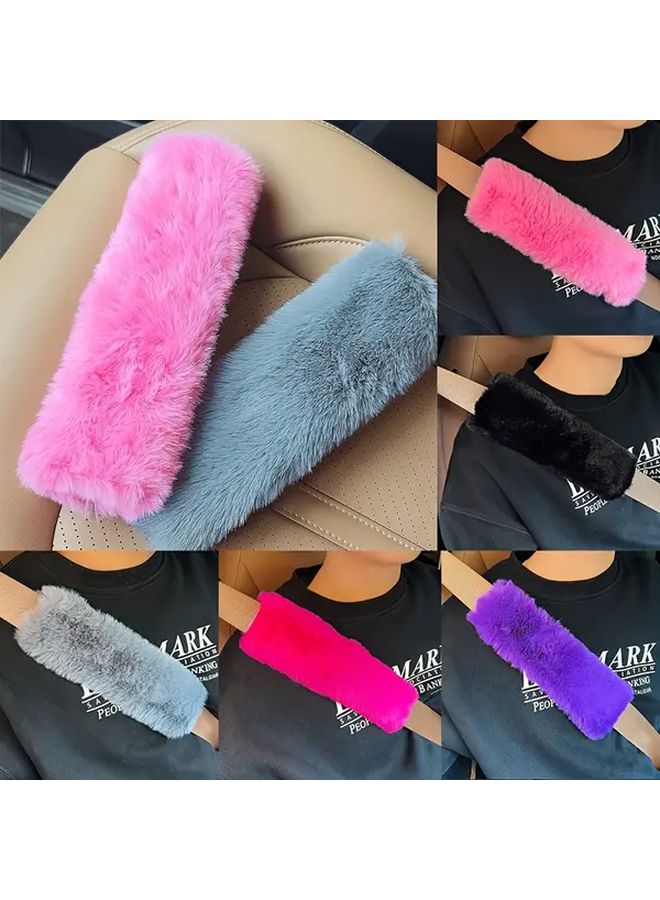 Plush Car Seat Belt Shoulder Pad Cover Non Slip Strap Protector Carmine - Image 1
