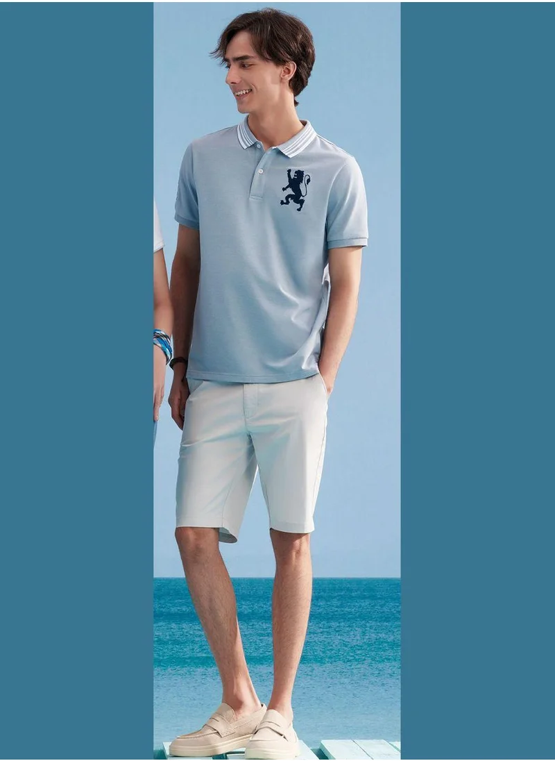 GIORDANO Men's 3D Lion Polo: Slim Fit, Bold Embroidery, Premium Pique