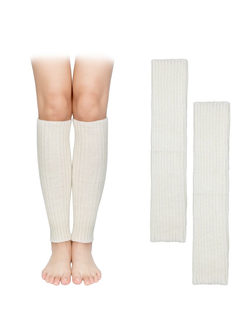 KASTWAVE 1 Pair Leg Warmer, Ladies 80s Calf Sleeves Goth Ribbed Knit Leg Ankle Socks for Girls Women Party Dance Sports Yoga Cable Knit Thigh High Boot Socks Extra Long Winter Leg Warmers  - Image 1