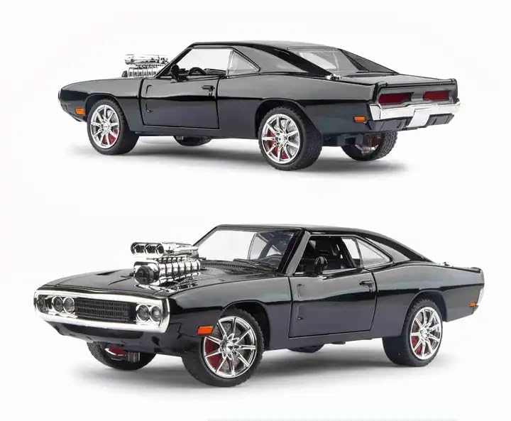 Invite Enterprise 1:24 Big Fast And Furious Dodge Charger Diecast Model Metal Pull-Back Car With Sound, Light, And Opening Doors: Kids' Toy Vehicle Gift (F7- Black) - Image 1