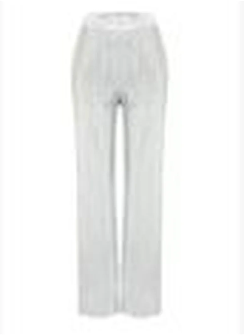 trendyol Silver Wide Leg Pleated Trousers