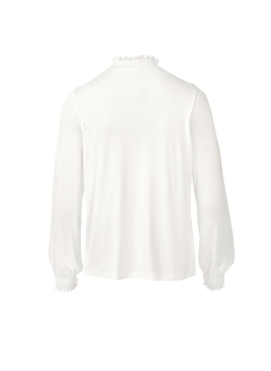 Tchibo Women Ruffle Collar Long Sleeves Plain Blouse, White  - Image 2