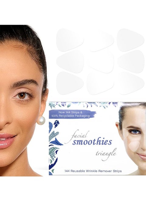 Facial Smoothies Triangle Wrinkle Remover Strips, Smooth Treatment Patch Reduces and Helps Prevent Wrinkles, Reusable Smooth Wrinkles Face Lift Stickers - 144Pcs