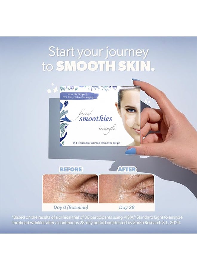 Smoothies - Facial Smoothies Triangle Wrinkle Remover Strips, Smooth Treatment Patch Reduces and Helps Prevent Wrinkles, Reusable Smooth Wrinkles Face Lift Stickers - 144Pcs - Image 1
