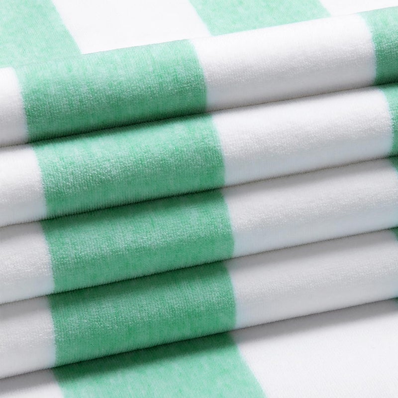 HENBAY Cotton Oversized Beach Towel - Large 70 x 35 Inch Pool Towel, Green Striped Quick Dry Swimming Cabana Towel - Image 2