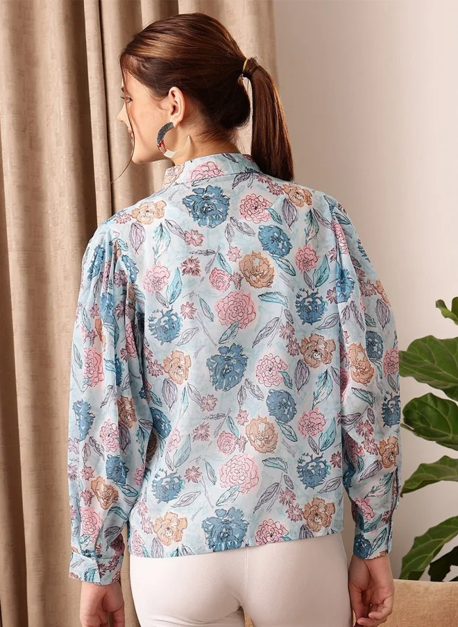 STREET 9 Floral Printed Puff Sleeve Top for Women