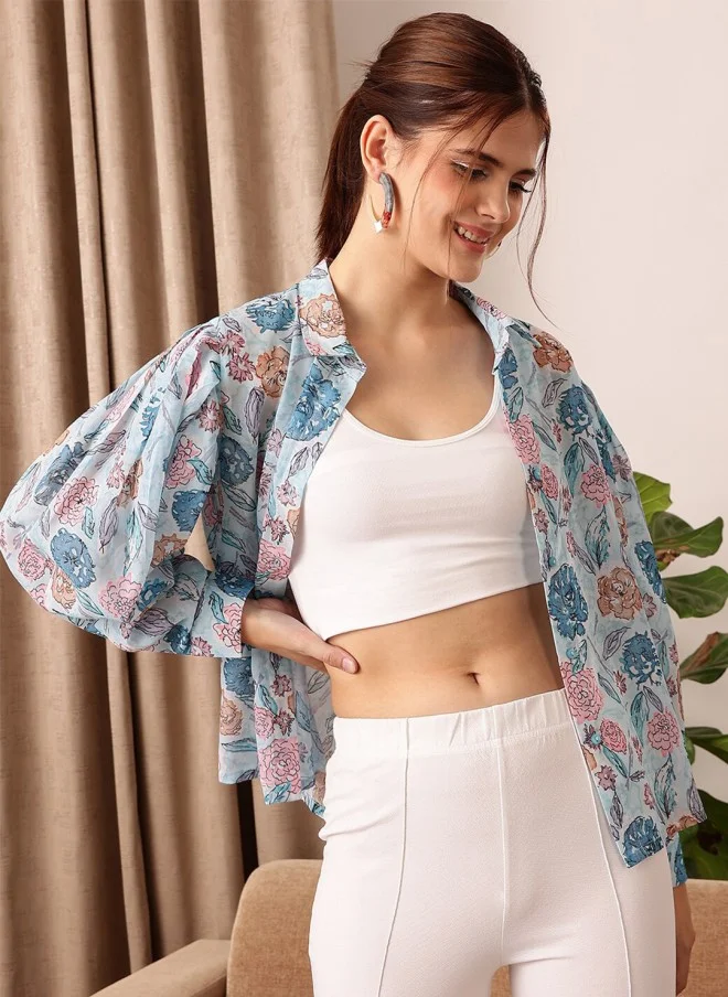 STREET 9 Floral Printed Puff Sleeve Top for Women