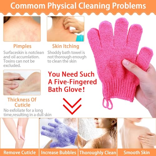 anezus Exfoliating Gloves, 6 Pairs Shower Scrub Gloves Bath Loofah Glove Exfoliating for Women to Remove Dead Skin for Body Exfoliate (6 Colors) - Image 5