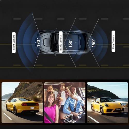 Aprilboy 3 Channel Mirror Dash Cam, Aprilboy 12" Triple Rear View Mirror with Front 3K, Inside and Rear 1080P Cameras with 5.8GHz WiFi, G-Sensor, Night Vision, Reverse Assist, Parking Monitoring - Image 4