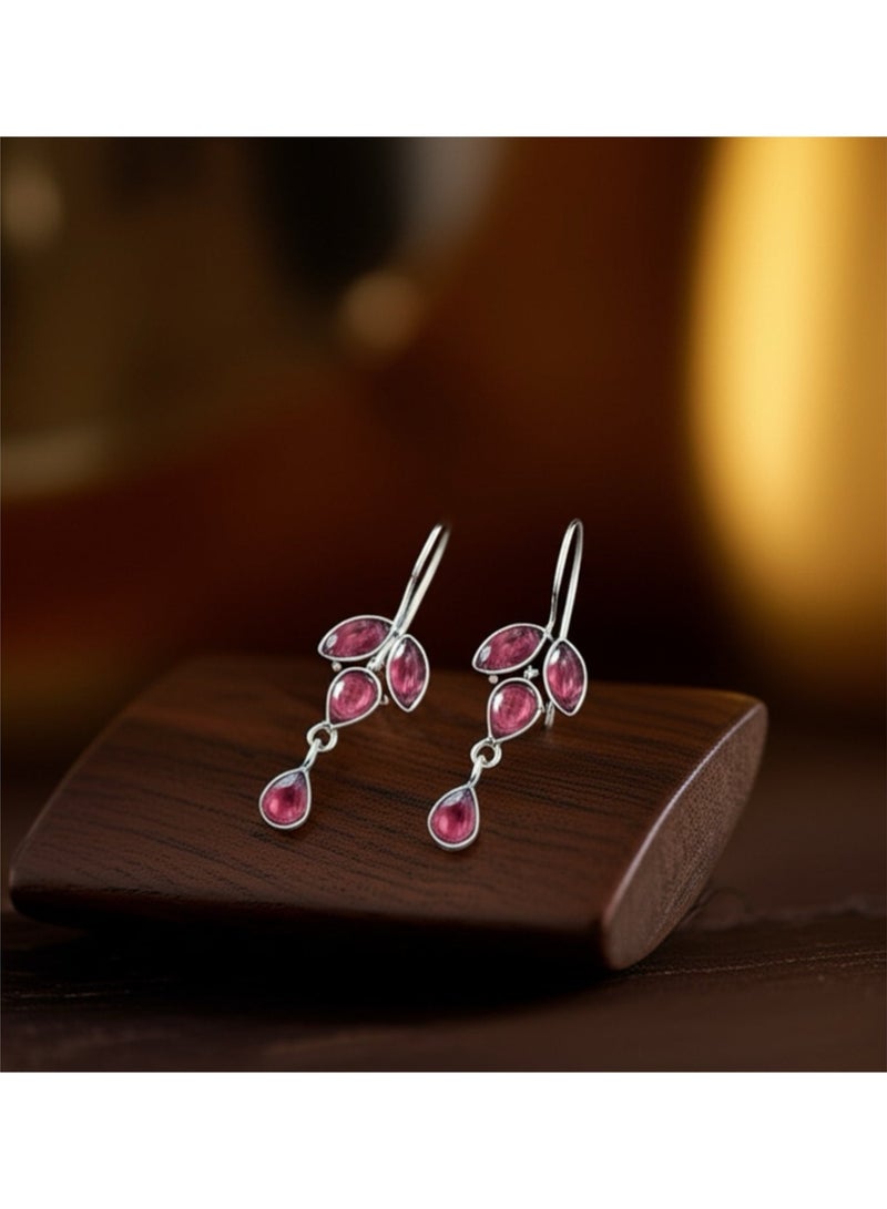 Pretty Precious Oxidised Silver Antique Earrings for Women & Girls | Boho Ethnic Tribal Dangler Earrings | Lightweight Festive & Daily Wear Jewelry - Image 2