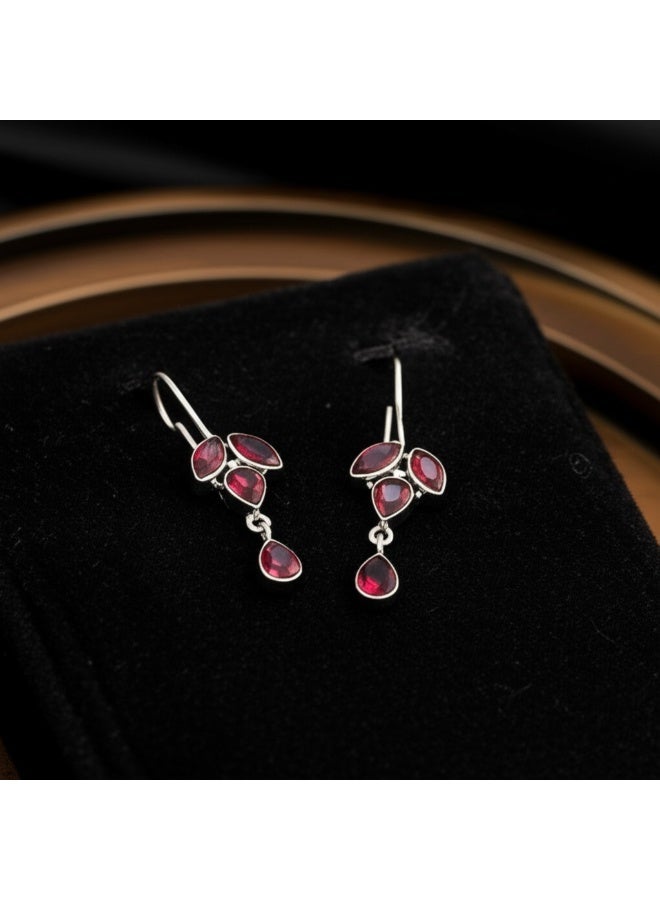 Pretty Precious Oxidised Silver Antique Earrings for Women & Girls | Boho Ethnic Tribal Dangler Earrings | Lightweight Festive & Daily Wear Jewelry - Image 1