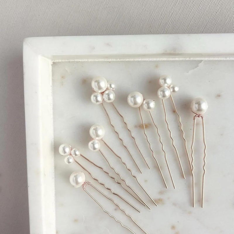 DHANABAPA DHANABAPA Elegant Pearl Hair Pins for Women Gold Wedding Hair Accessories Bridal Hairpins for Updos Handmade Pearl Bobby Pins for Bridesmaids Prom Party and Special Occasions Set of 8  - Image 3