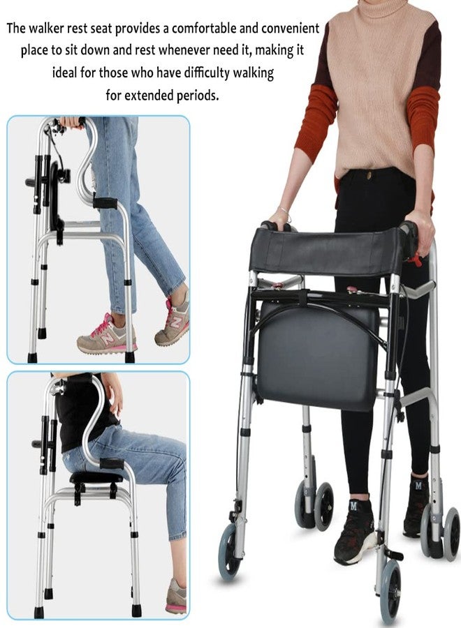 LODMOD Adjustable Walker Rest Seat, Folding Walker Attachable Seat for Elderly Disabled, Range:20"~24" (Leather) - Image 4