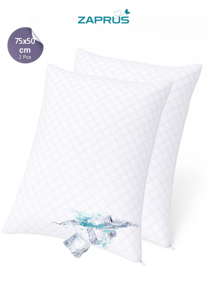 Zaprus Lavender Scented Waterproof Pillow Protector – 75x50 cm | Cooling Fabric 5°C Colder | Zipper Closure | Reduces Sweat | Machine Washable | Hypoallergenic & Breathable (Assorted Pack 1, 2 and 4)  - Image 1