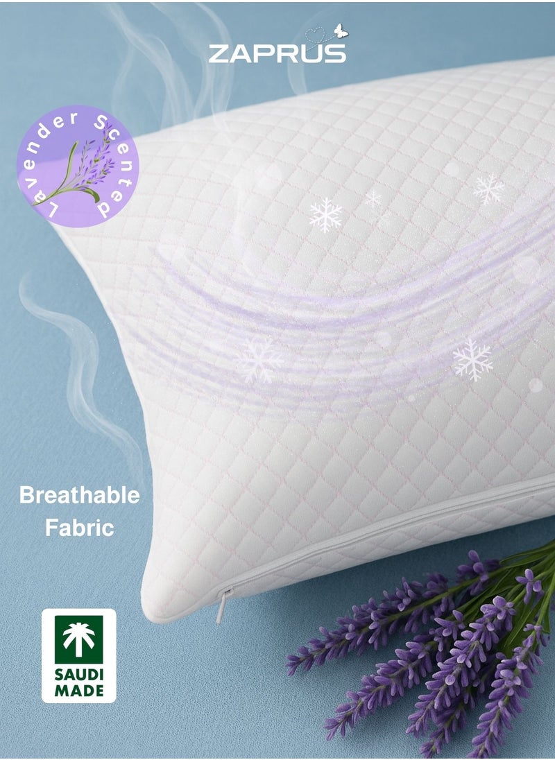 Zaprus Lavender Scented Waterproof Pillow Protector – 75x50 cm | Cooling Fabric 5°C Colder | Zipper Closure | Reduces Sweat | Machine Washable | Hypoallergenic & Breathable (Assorted Pack 1, 2 and 4)  - Image 3