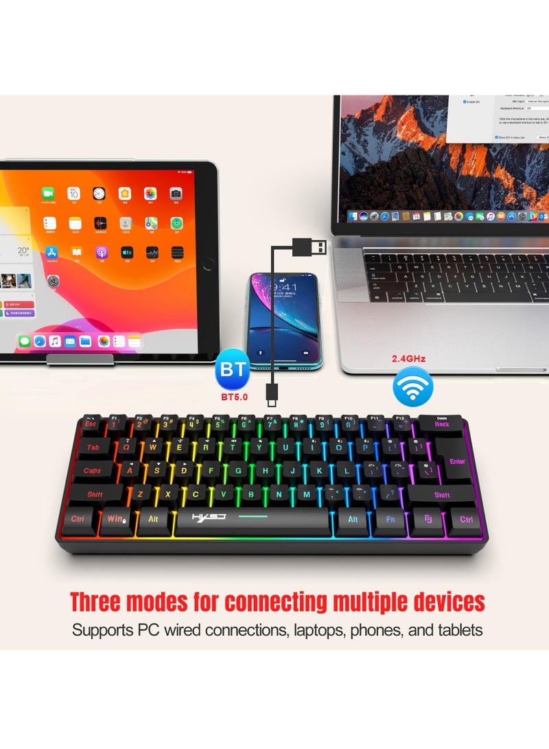 HXSJ L500 Wired/Wireless/Bluetooth Tri Modes Gaming Keyboard and T90 Wireless Gaming Mouse Set  - Image 3