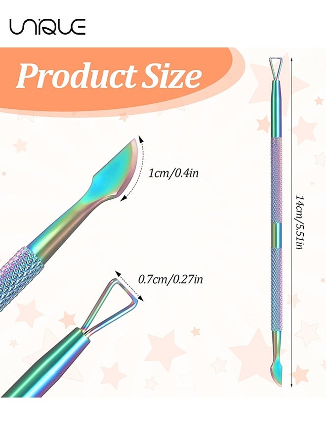Unique 3 Pcs Nail Cuticle Pusher, Metal Nail Scraper for Gel Polish Remover, Triangle Tip Cuticle Cleaner, Manicure Tools for Fingernails and Toenails (Silver, Rose Gold, Colorful) - Image 2